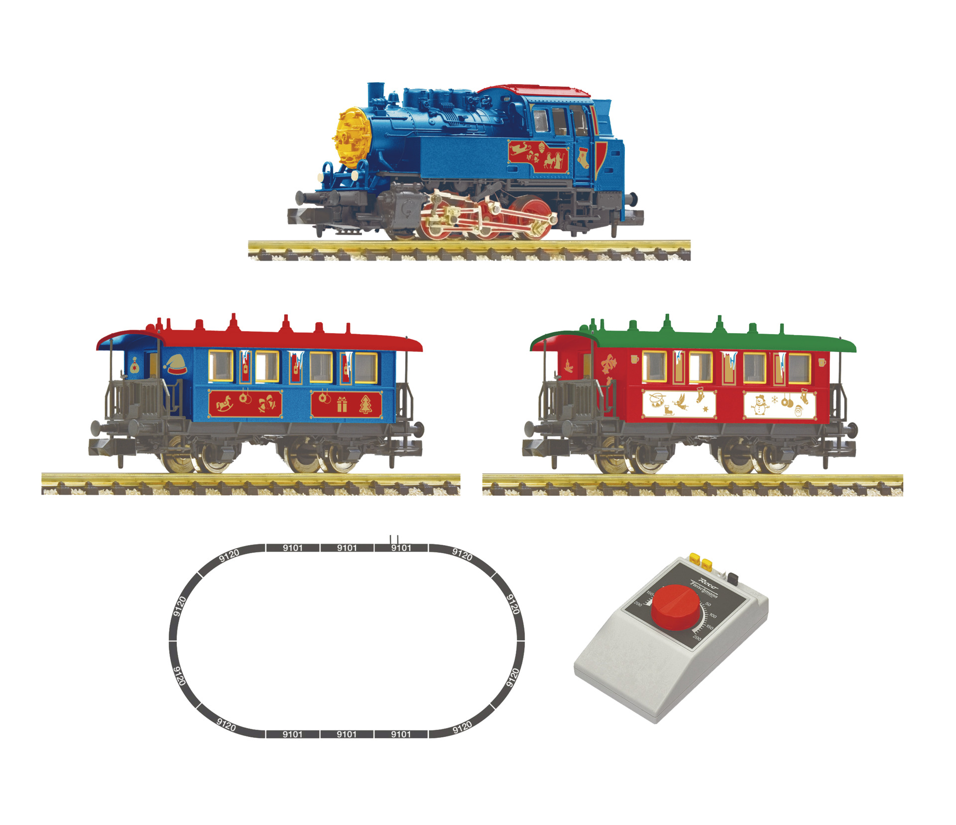 Fleischmann 5160007 - Analog Starter Set Christmas Train Steam Locomotive BR 80 + Passenger Cars