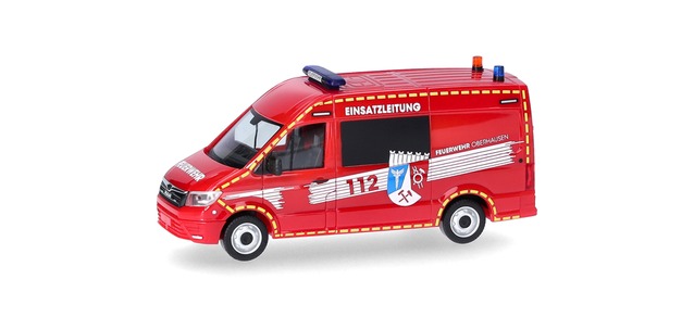 Herpa 098731 - MAN TGE semi-bus with high roof "Oberhausen Fire Department/ELW"