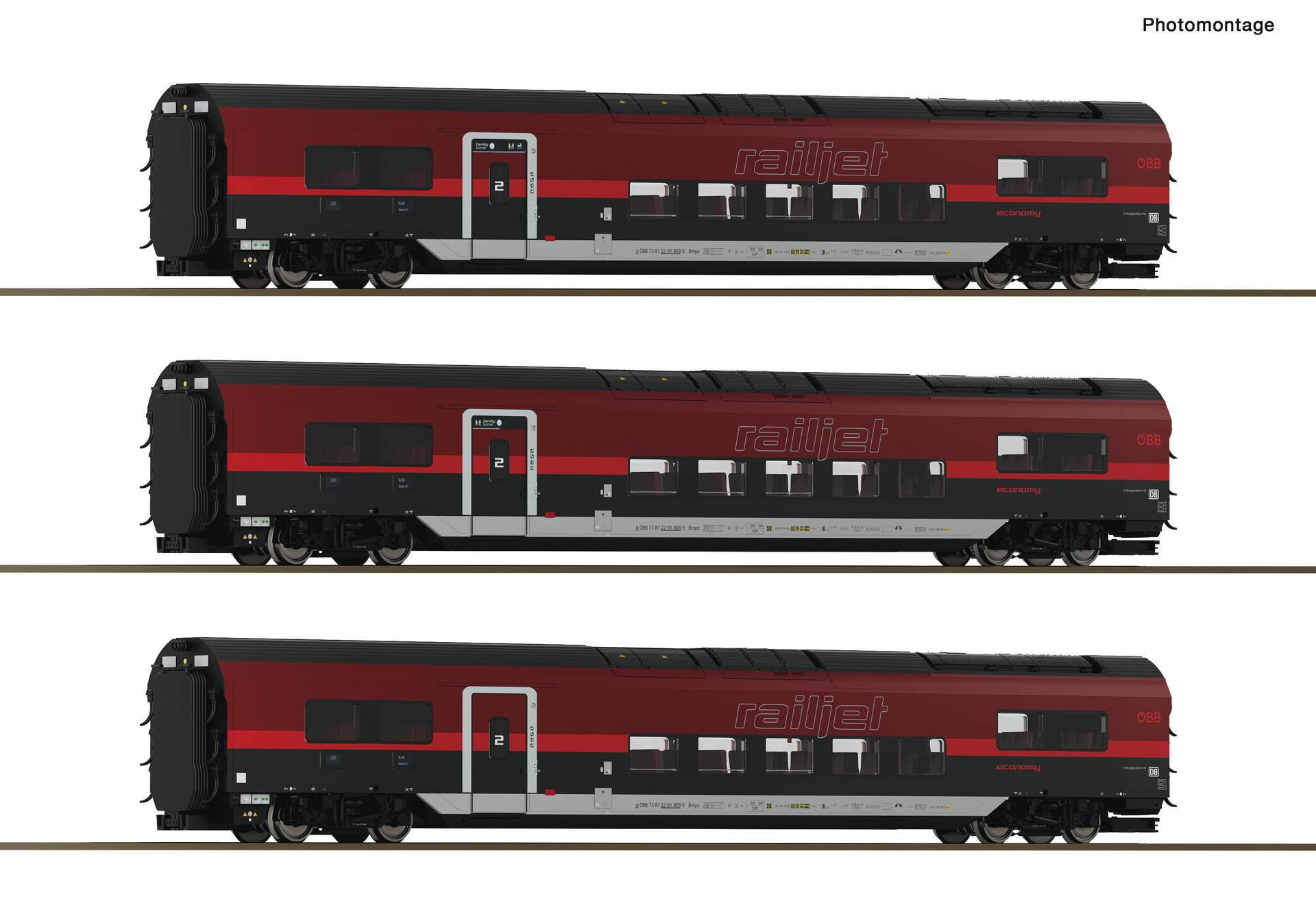 Roco 6200179 - Set of 3 Railjet ÖBB DC