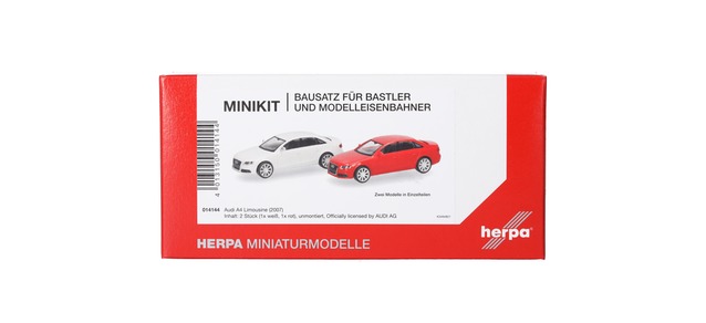 Herpa 014144 - MiniKit Audi A4 Sedan, white/red