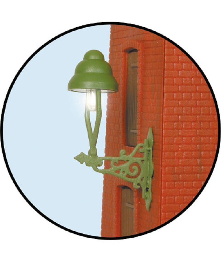 Viessmann 6013 - H0 Gas wall lantern green, LED warm white
