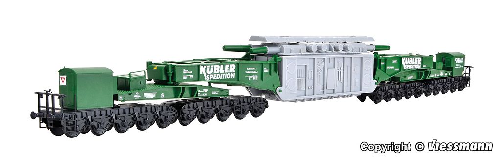 Kibri 16500 - H0 rail flatbed wagon MAN Uaai 687.9 with transformer, forwarding company KÜBLER