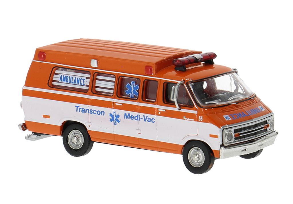 BREKINA BRE18305 - Dodge B 200 Ambulance, 1975, Transcon, 1:87