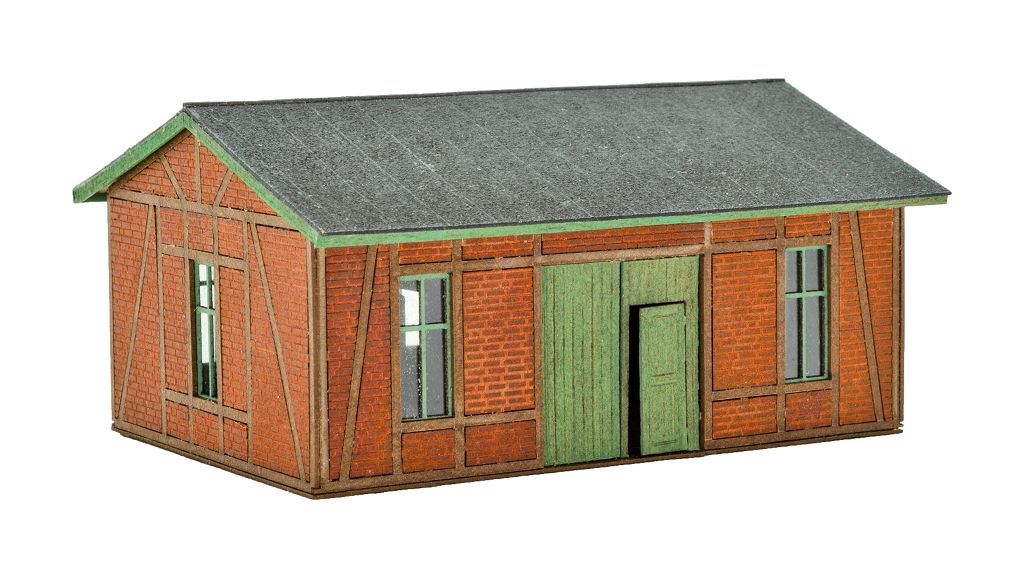 Vollmer 49380 - TT Workshop with Brick/Timber-Framed Facade - Polyplate Kit
