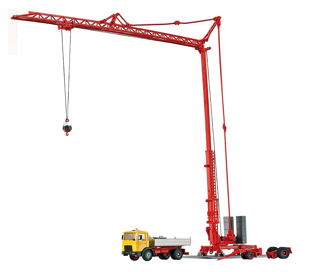 Kibri 13025 - H0 MAN tipper truck and LIEBHERR SK 20 fast-erecting crane