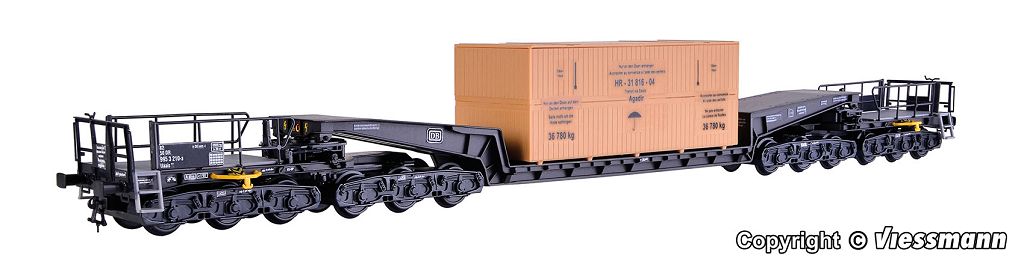 Kibri 16510 - H0 Wagon UNION rail flatbed wagon Uaai 819 with overseas wooden crate