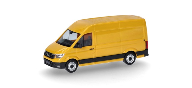 Herpa 098908 - MAN eTGE Box Van, broom yellow