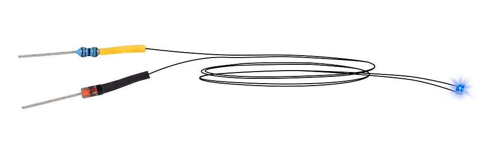 Viessmann 3564 - Blue LED with soldered cables, 5 pieces