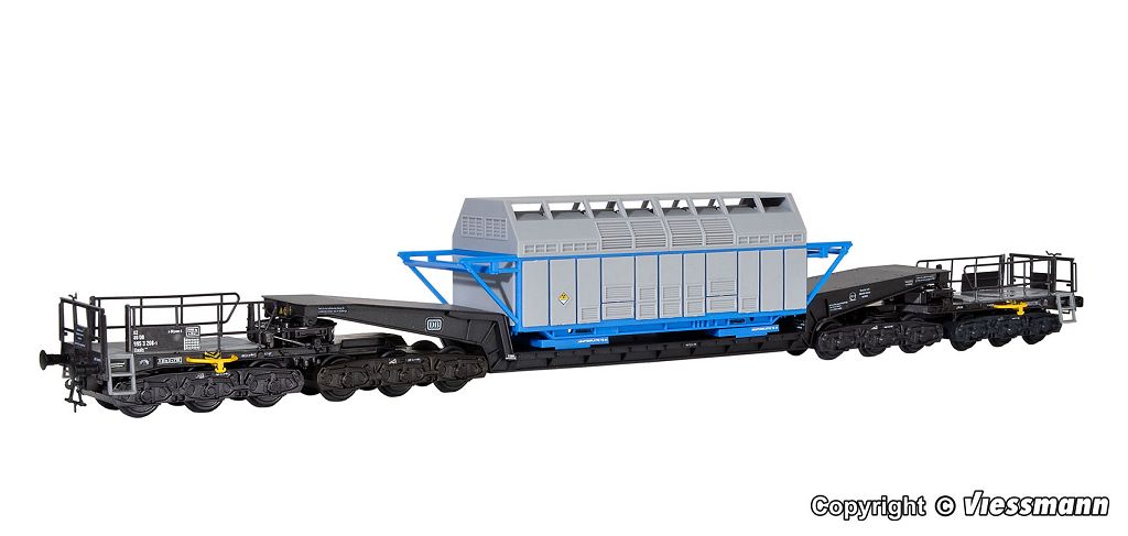 Kibri 16504 - H0 Wagon UNION rail flatbed wagon Uaai 819 with CASTOR container
