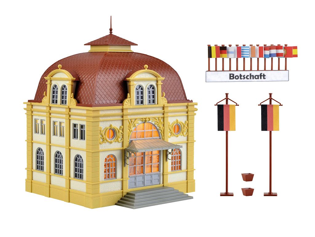 Vollmer 42004 - H0 Embassy Building with LED Lighting, Functional Kit