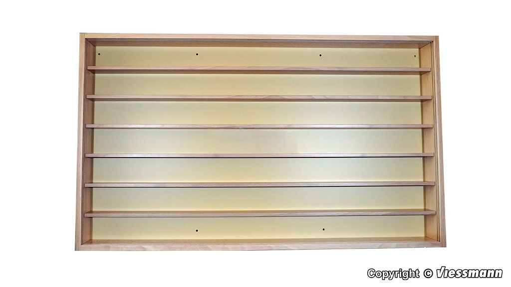 Kibri 12010 - Display case with glass sliding doors, natural, L 104.0 x H 61.0 x D 7.0 cm