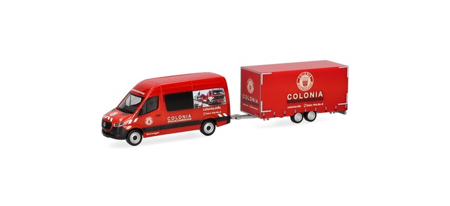 Herpa 098618 - Mercedes-Benz Sprinter 18 semi-bus high roof with tandem trailer "Colonia"