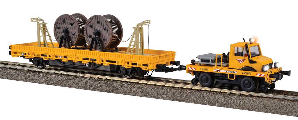 Viessmann 2680 - H0 Two-way UNIMOG with push frame and overhead line construction wagon, functional model for 2L