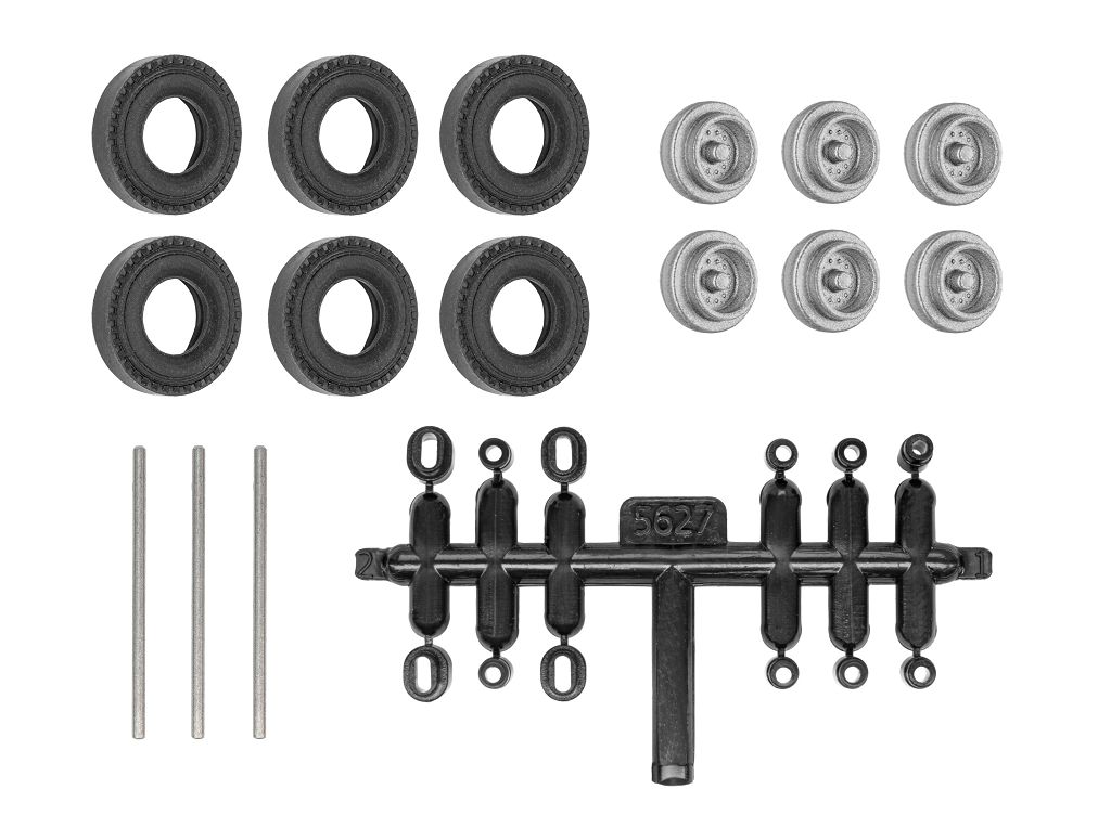 Viessmann 8422 - H0 Retrofit Set Rubber Tires for Kibri Trailers and Semi-Trailers, Single Tires
