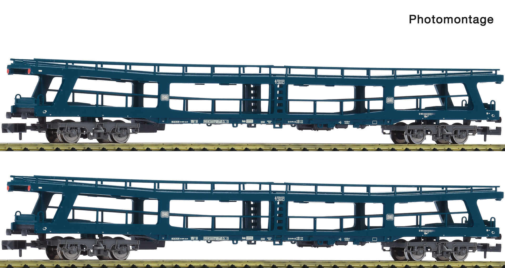 Fleischmann 6260066 - 2-piece set of car transport wagons DDm blue DB