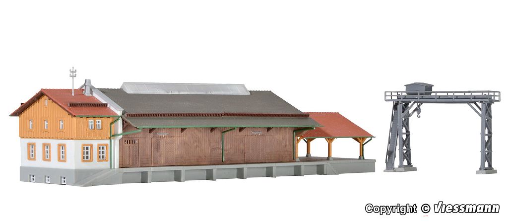 Kibri 36606 - Z Goods Hall with Overloading Crane and Ramp