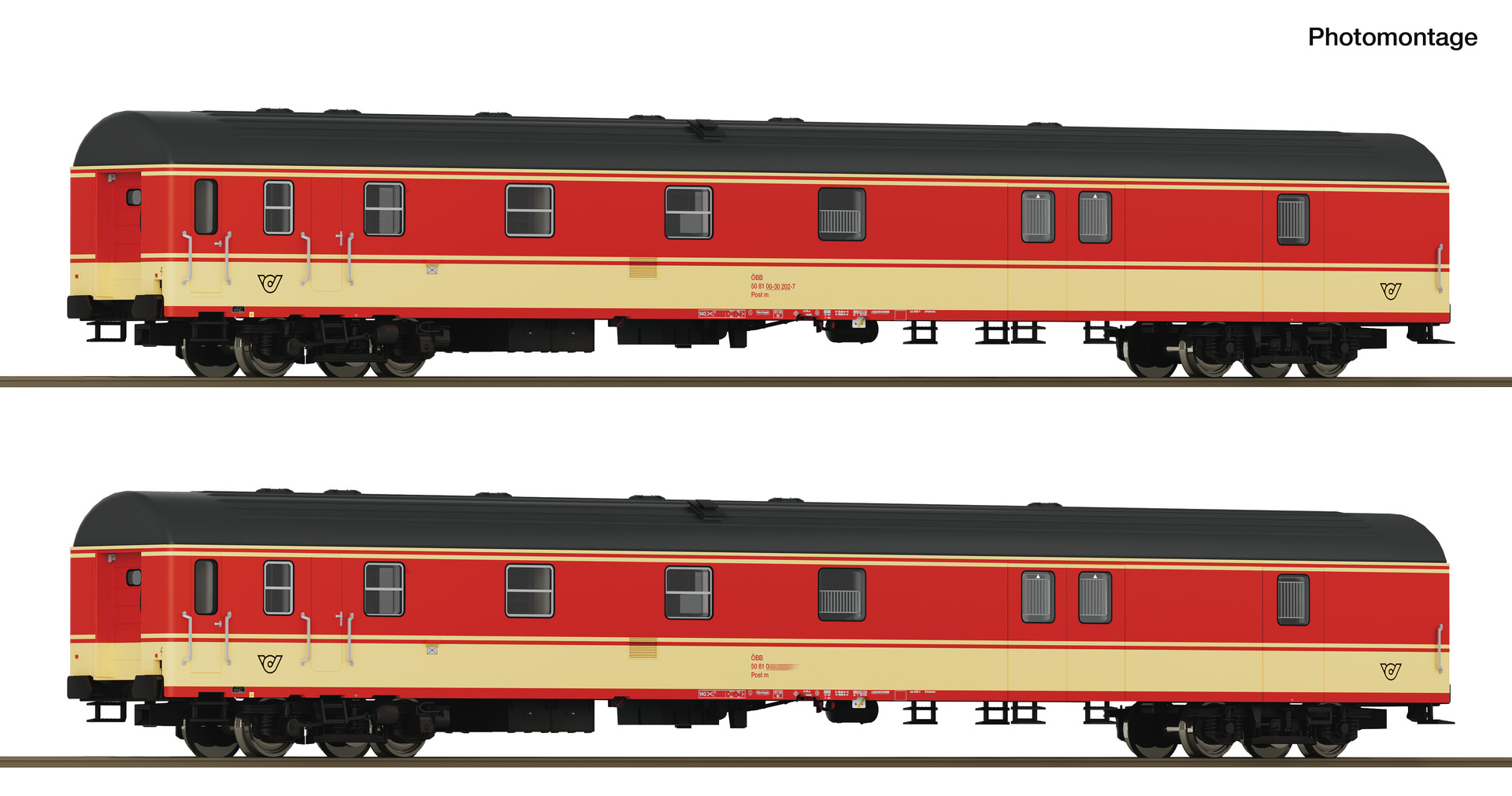 Roco 6210180 - 2-piece set of ÖBB Jaffa postal cars with DCC and interior lighting