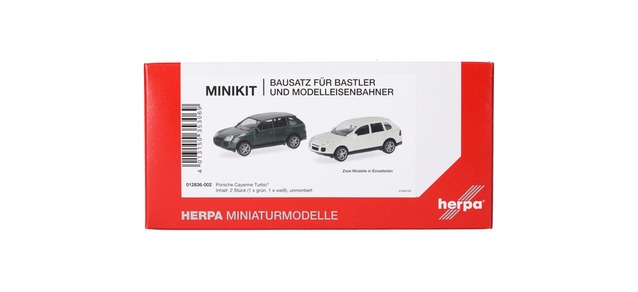Herpa 012836-002 - MiniKits Porsche Cayenne Turbo, british racing green/sand white
