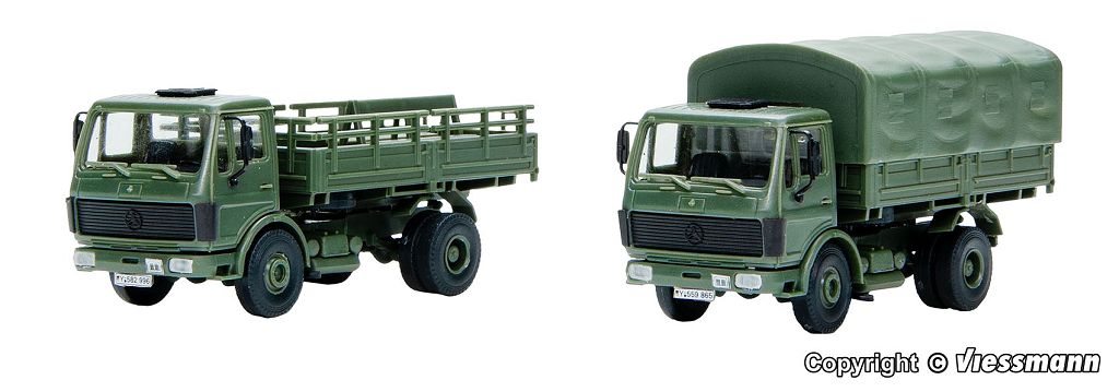 Kibri 18051 - H0 German Army Truck MB 1017/1017A Flatbed Truck, 2 pieces