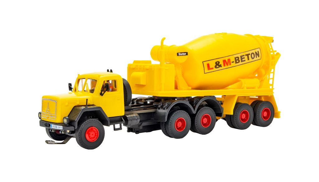 Viessmann 8013 - H0 MAGIRUS DEUTZ 3-axle corner cab truck with concrete mixer trailer, basic, functional model