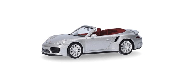 Herpa 038928-003 - Porsche 911 (991) Turbo Cabriolet, dolomite silver