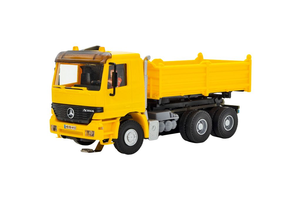 Viessmann 8015 - H0 MB ACTROS 3-axle tipper truck with rotating beacons, yellow, basic, functional model