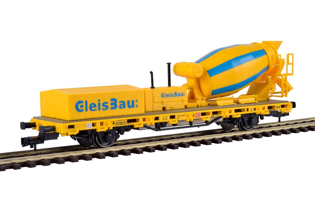 Viessmann 2624 - H0 flat wagon with concrete mixer, track construction, functional model for two-rail systems
