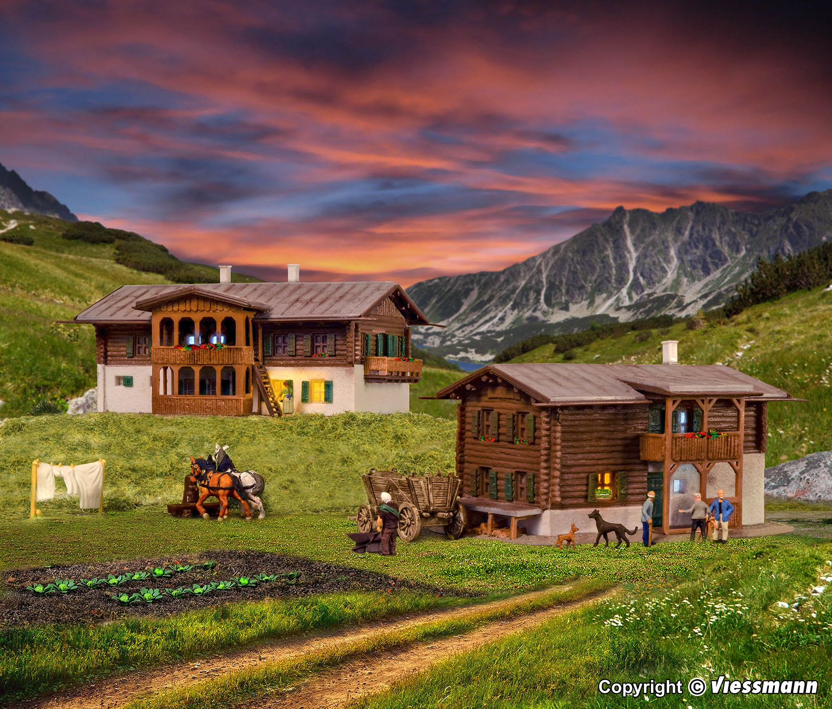 Kibri 37029 - N Berghäuser Sertig, 2 pieces