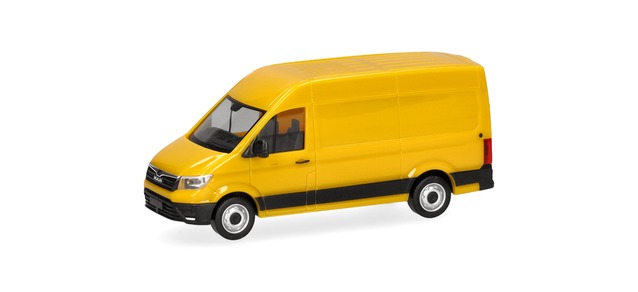 Herpa 098908 - MAN eTGE Box Van, broom yellow