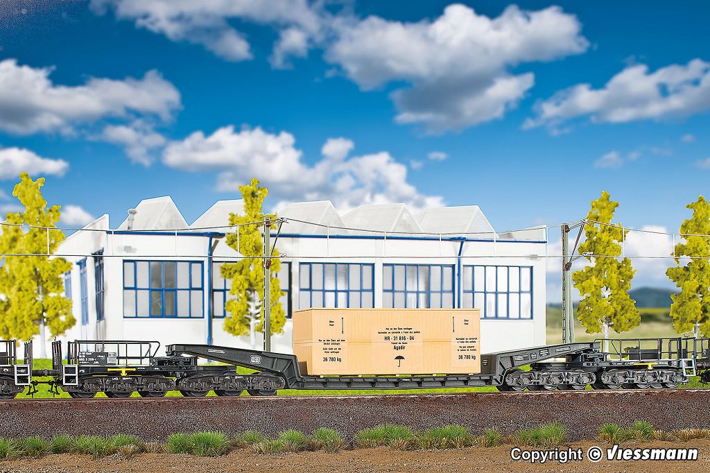 Kibri 16510 - H0 Wagon UNION rail flatbed wagon Uaai 819 with overseas wooden crate