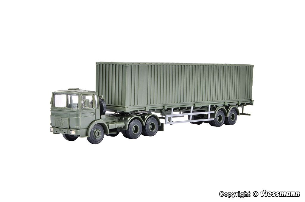 Kibri 18068 - H0 German Army MAN 3-axle tractor unit with 40' container trailer