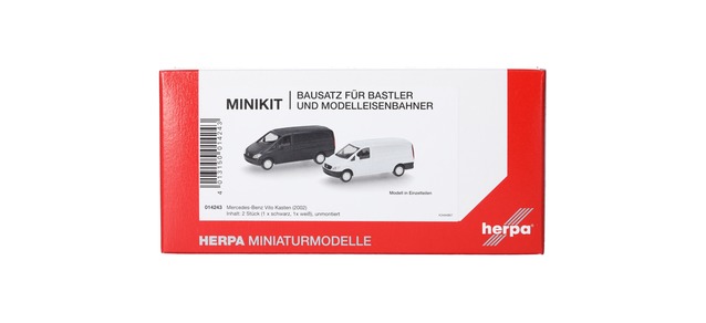 Herpa 014243 - MiniKit Mercedes-Benz Vito Panel Van (W639 / 2003), white and black (2 pieces)