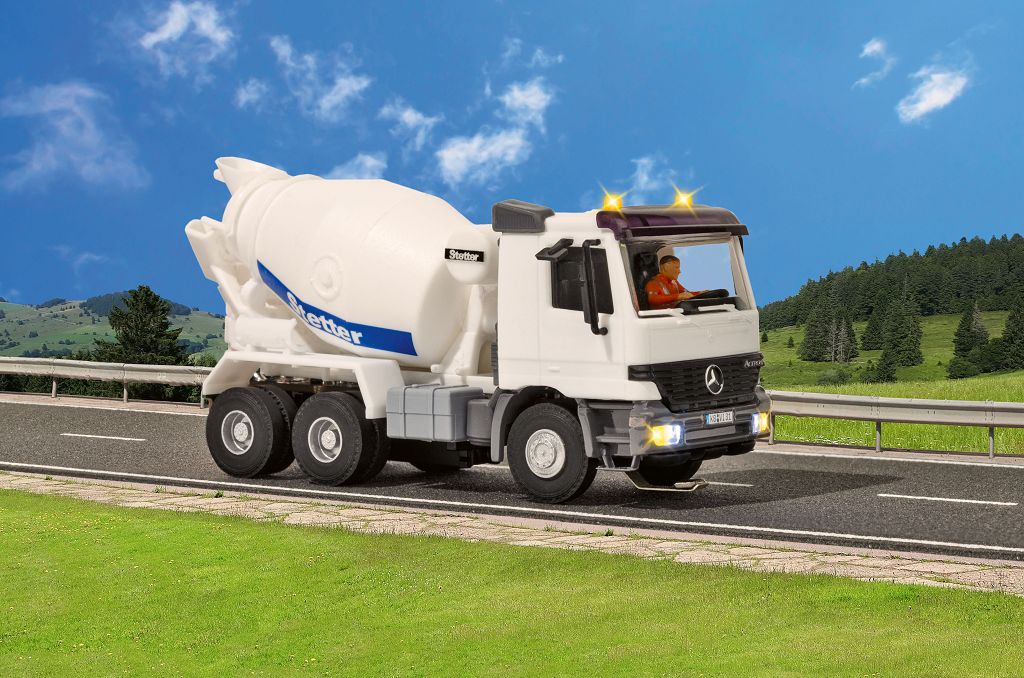 Viessmann 8031 - H0 MB ACTROS 3-axle concrete mixer with rotating beacons, basic, functional model