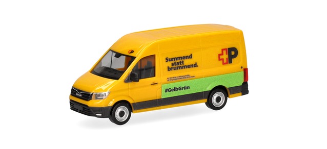 Herpa 098571 - MAN eTGE box high roof "Swiss Post" (Switzerland)