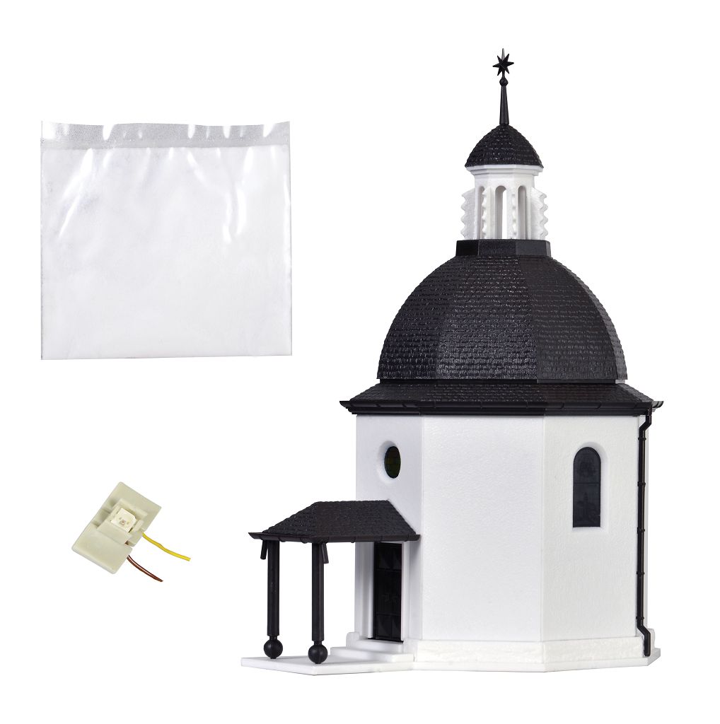 Vollmer 47612 - N Silent Night Memorial Chapel with LED lighting and artificial snow, functional kit