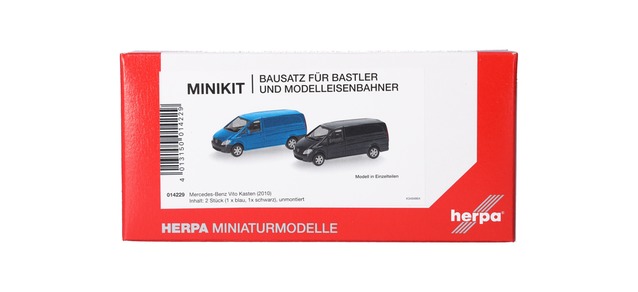Herpa 014229 - MiniKit Mercedes-Benz Vito Panel Van (W639 facelift / 2010), gentian blue and black (2 pieces)