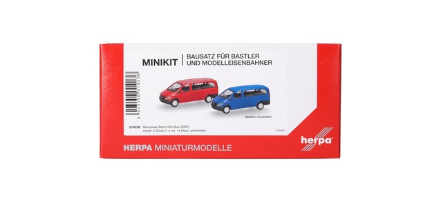 Herpa 014236 - MiniKit Mercedes-Benz Vito Bus (W639 / 2003), red and ultramarine blue (2 pieces)